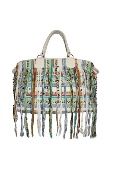 Fringed summer green Shoulders Bag